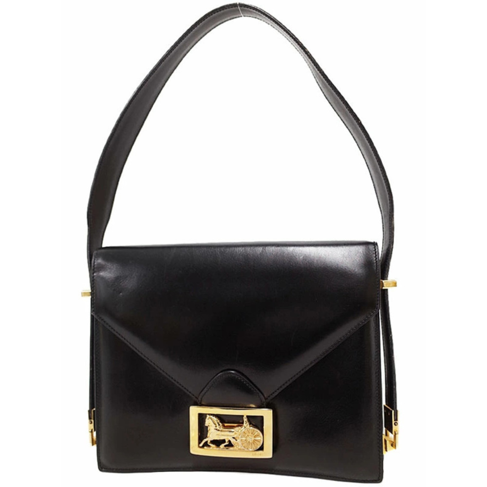 Celine Horse Carriage shoulder bag black leather